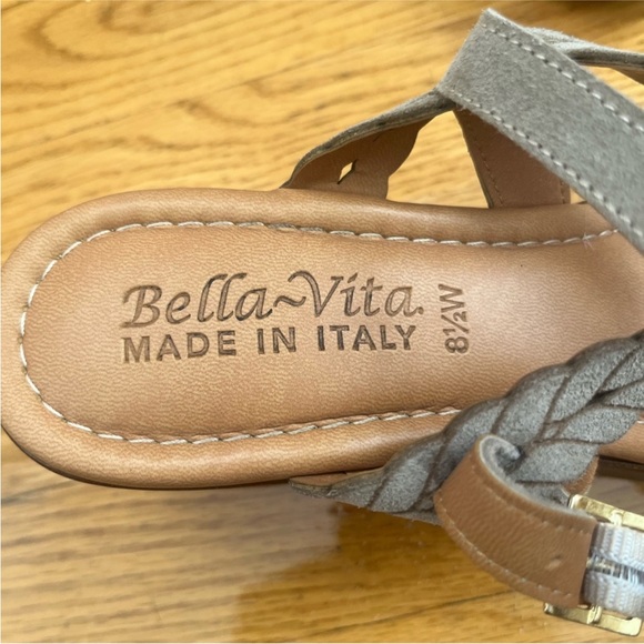 Bella Vita Taupe Braided Platform Block Heel Sandal - Picture 6 of 8
